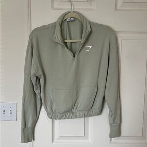 Gymshark Sage Green Crop Quarter-Zip Pullover